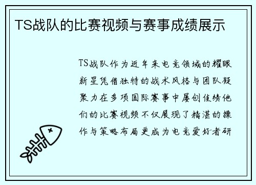 TS战队的比赛视频与赛事成绩展示