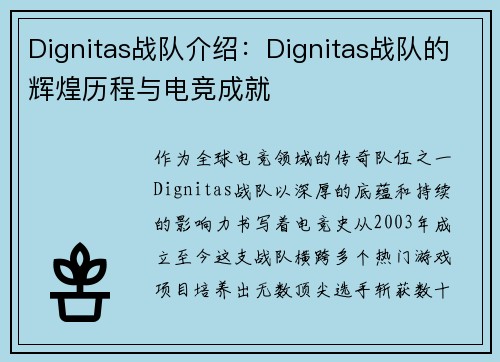 Dignitas战队介绍：Dignitas战队的辉煌历程与电竞成就